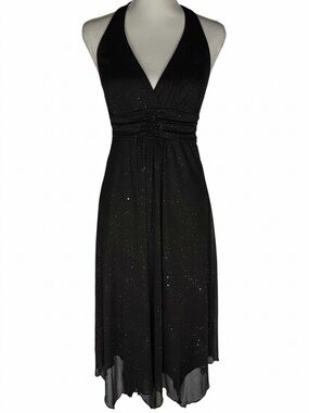 Vintage Y2K Speechless Black Glitter Whimsigoth Formal Asymmetrical Midi Dress